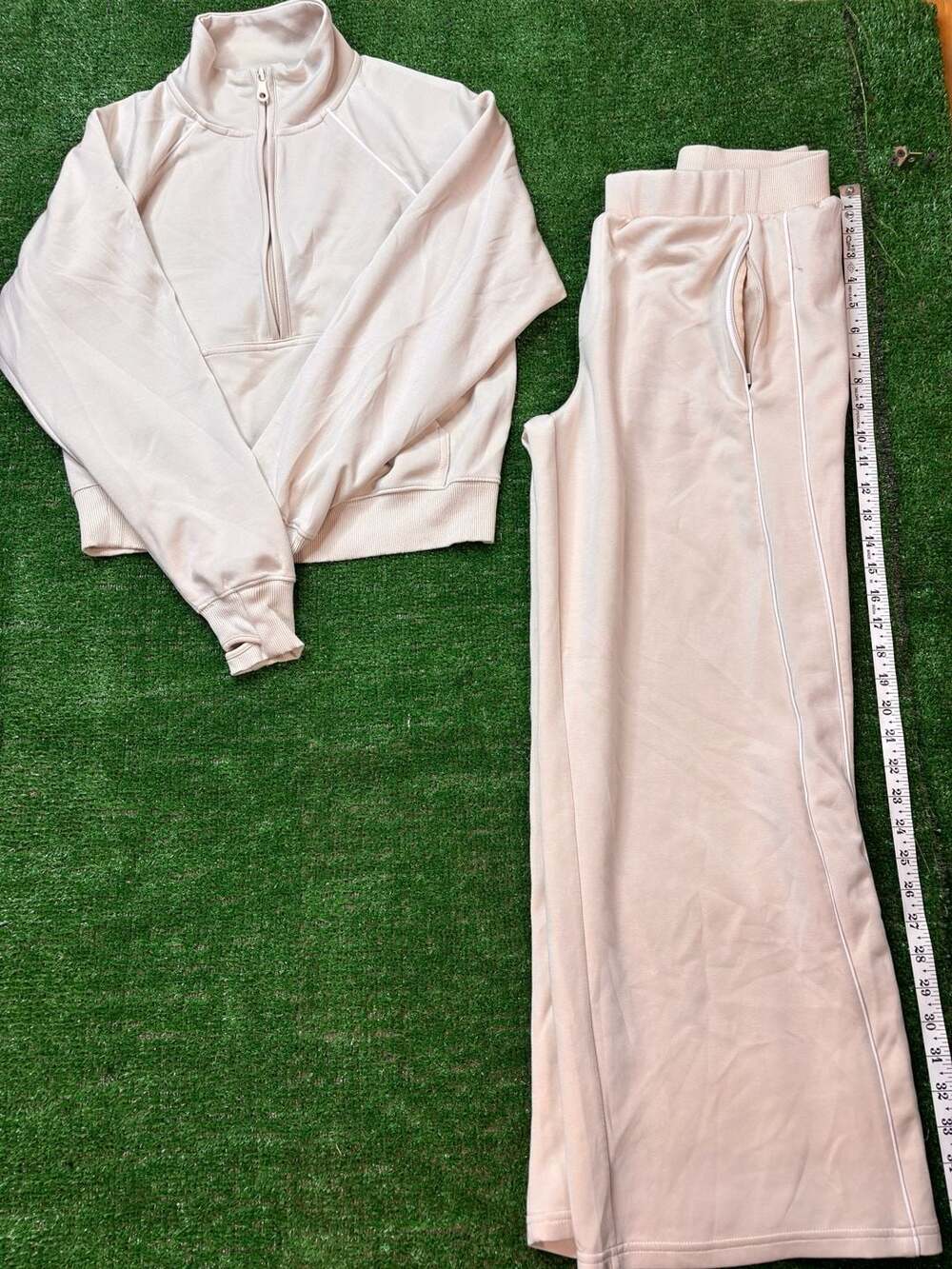 Offline By Aerie Half Zip Hoodie And Wide Leg Pants Set Size S Sand